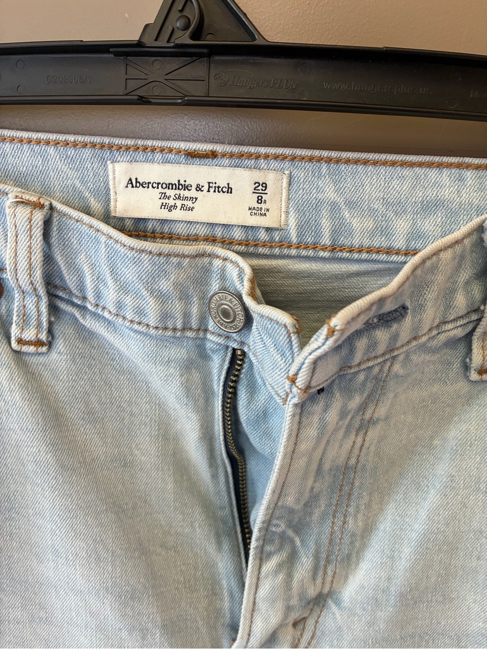 Abercrombie & Fitch Men's Light Blue Skinny High-Rise Jeans